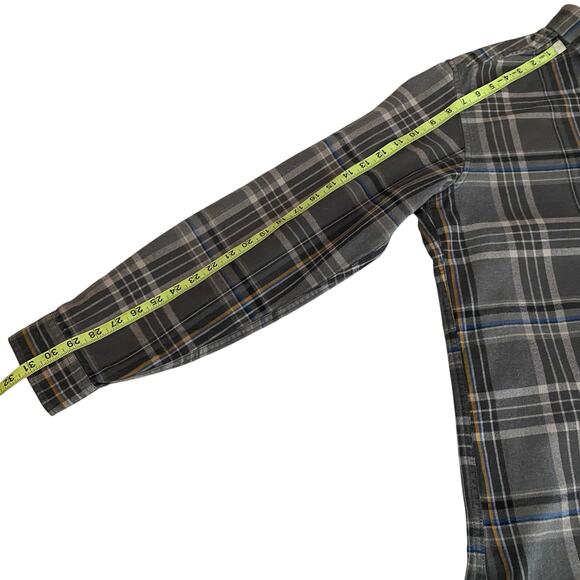 Eddie Bauer Plaid Flannel Shirt Gray Slim Fit Button Up Mens XL Tall Grunge - Picture 10 of 11